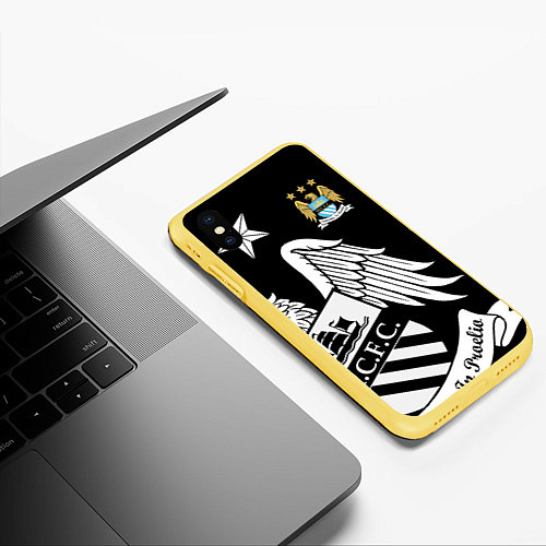 Чехол iPhone XS Max матовый FC Manchester City: Exclusive / 3D-Желтый – фото 3