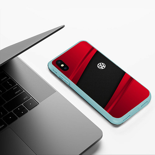 Чехол iPhone XS Max матовый Volkswagen: Red Sport / 3D-Мятный – фото 3