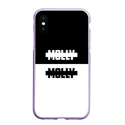 Чехол iPhone XS Max матовый Molly: Black & White, цвет: 3D-светло-сиреневый