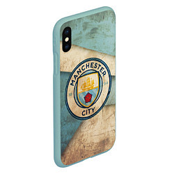 Чехол iPhone XS Max матовый FC Man City: Old Style, цвет: 3D-мятный — фото 2