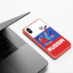 Чехол iPhone XS Max матовый Russia Footballer, цвет: 3D-красный — фото 2