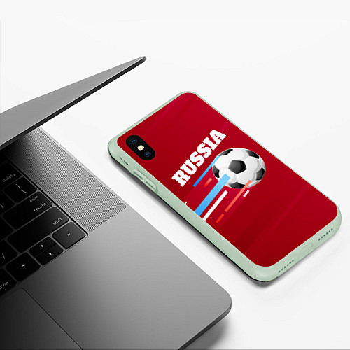 Чехол iPhone XS Max матовый Russia Football / 3D-Салатовый – фото 3