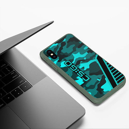 Чехол iPhone XS Max матовый CS:GO Blue Camo / 3D-Темно-зеленый – фото 3