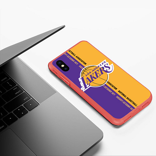 Чехол iPhone XS Max матовый NBA: LA Lakers / 3D-Красный – фото 3