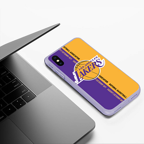 Чехол iPhone XS Max матовый NBA: LA Lakers / 3D-Светло-сиреневый – фото 3