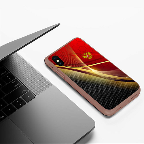 Чехол iPhone XS Max матовый RUSSIA SPORT: Gold Collection / 3D-Коричневый – фото 3