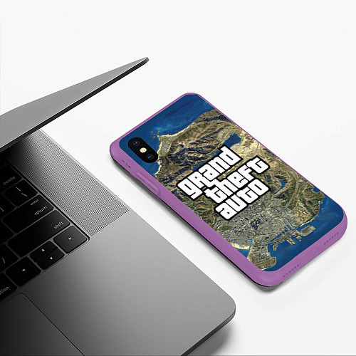 Чехол iPhone XS Max матовый GTA / 3D-Фиолетовый – фото 3