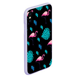 Чехол iPhone XS Max матовый Ночные фламинго, цвет: 3D-светло-сиреневый — фото 2
