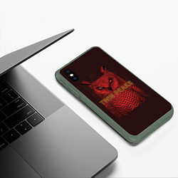 Чехол iPhone XS Max матовый Twin Peaks: Red Owl, цвет: 3D-темно-зеленый — фото 2