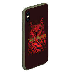 Чехол iPhone XS Max матовый Twin Peaks: Red Owl, цвет: 3D-темно-зеленый — фото 2