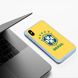 Чехол iPhone XS Max матовый Brazil Team, цвет: 3D-голубой — фото 2