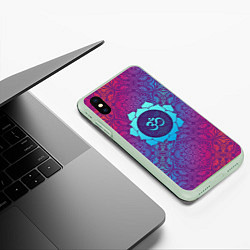 Чехол iPhone XS Max матовый Роскошный Ом, цвет: 3D-салатовый — фото 2