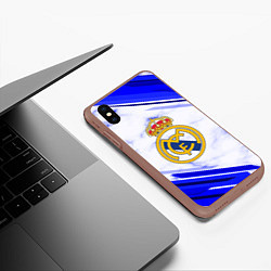 Чехол iPhone XS Max матовый Real Madrid, цвет: 3D-коричневый — фото 2