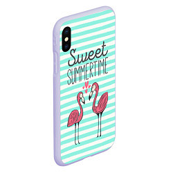 Чехол iPhone XS Max матовый Sweet Summer Flamingo, цвет: 3D-светло-сиреневый — фото 2