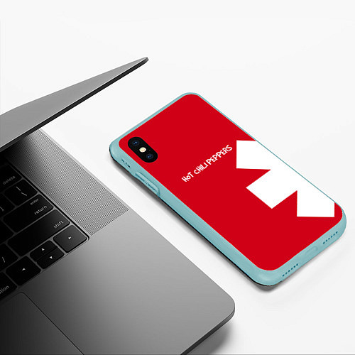 Чехол iPhone XS Max матовый RHCP: Red Style / 3D-Мятный – фото 3