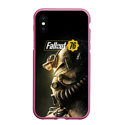 Чехол iPhone XS Max матовый FALLOUT 76, цвет: 3D-малиновый