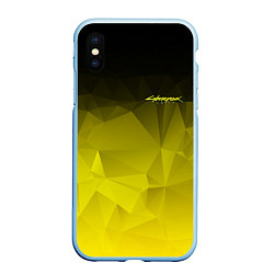 Чехол iPhone XS Max матовый Cyberpunk 2077: Yellow Poly, цвет: 3D-голубой