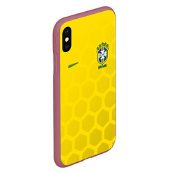 Чехол iPhone XS Max матовый Brazil Team: WC 2018, цвет: 3D-малиновый — фото 2