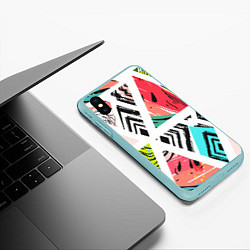Чехол iPhone XS Max матовый Тропическое ассорти, цвет: 3D-мятный — фото 2