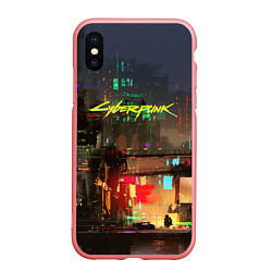 Чехол iPhone XS Max матовый Cyberpunk 2077: Night City, цвет: 3D-баблгам
