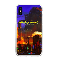 Чехол iPhone XS Max матовый Cyberpunk 2077: Night City, цвет: 3D-белый
