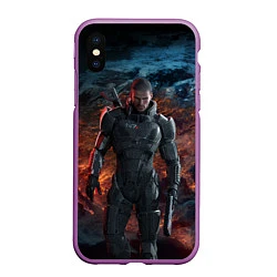 Чехол iPhone XS Max матовый Mass Effect: Soldier, цвет: 3D-фиолетовый