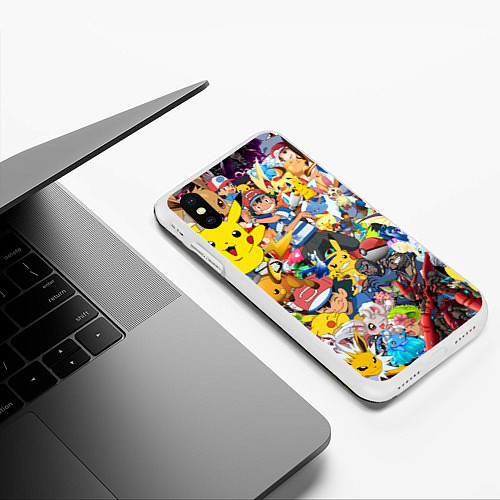 Чехол iPhone XS Max матовый Pokemon Bombing / 3D-Белый – фото 3