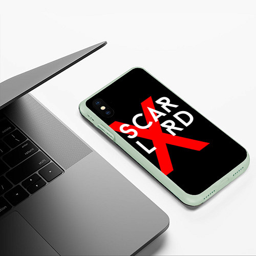 Чехол iPhone XS Max матовый Scarlxrd Logo / 3D-Салатовый – фото 3