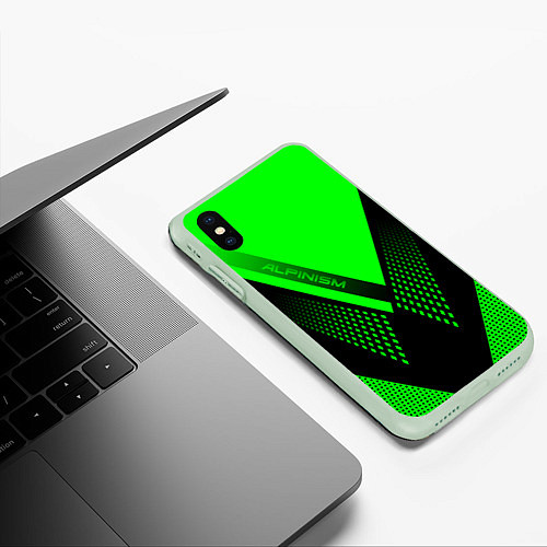 Чехол iPhone XS Max матовый Alpinism: Acid Green / 3D-Салатовый – фото 3