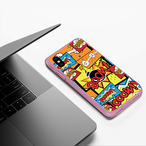 Чехол iPhone XS Max матовый Boom Pop Art / 3D-Розовый – фото 3