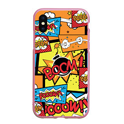 Чехол iPhone XS Max матовый Boom Pop Art, цвет: 3D-розовый