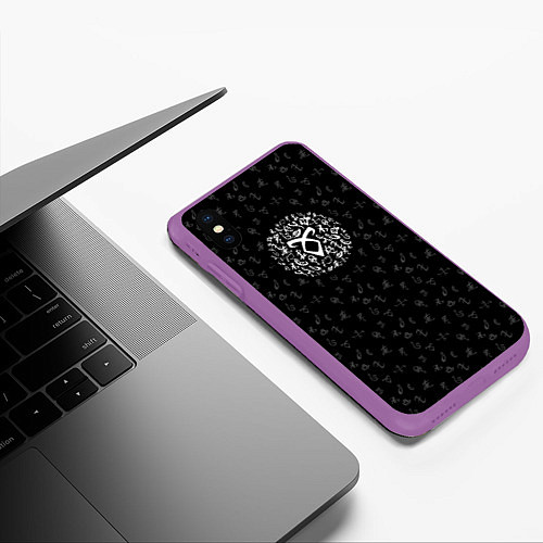 Чехол iPhone XS Max матовый Dark Runes / 3D-Фиолетовый – фото 3