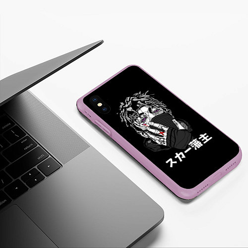 Чехол iPhone XS Max матовый Scarlxrd: hieroglyphs / 3D-Сиреневый – фото 3
