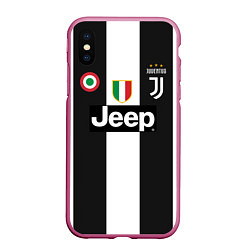 Чехол iPhone XS Max матовый FC Juventus 18-19, цвет: 3D-малиновый