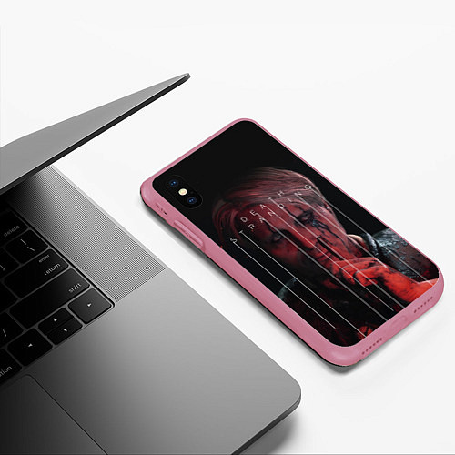 Чехол iPhone XS Max матовый Death Stranding / 3D-Малиновый – фото 3