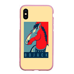 Чехол iPhone XS Max матовый BoJack Obey, цвет: 3D-розовый