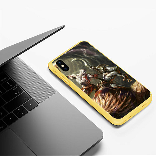 Чехол iPhone XS Max матовый Кратос: Бог войны / 3D-Желтый – фото 3