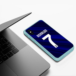 Чехол iPhone XS Max матовый Ronaldo 7: Blue Sport, цвет: 3D-мятный — фото 2