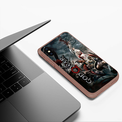 Чехол iPhone XS Max матовый God of War / 3D-Коричневый – фото 3
