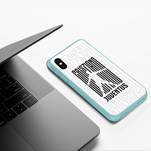 Чехол iPhone XS Max матовый Cris7iano Juventus / 3D-Мятный – фото 3