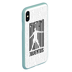 Чехол iPhone XS Max матовый Cris7iano Juventus, цвет: 3D-мятный — фото 2
