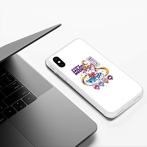 Чехол iPhone XS Max матовый Sailor Meow / 3D-Белый – фото 3