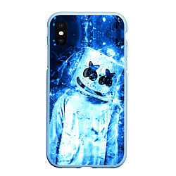 Чехол iPhone XS Max матовый Marshmello: Blue Liquid, цвет: 3D-голубой