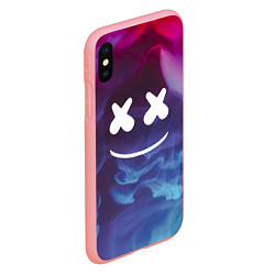 Чехол iPhone XS Max матовый Marshmello: Smoke Smile, цвет: 3D-баблгам — фото 2