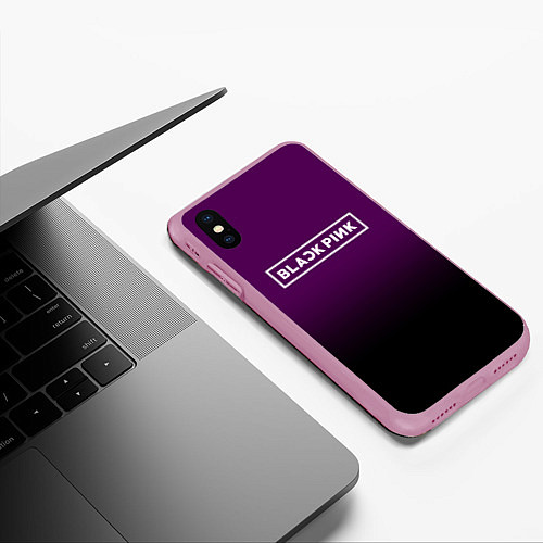 Чехол iPhone XS Max матовый Black Pink: Violet Gradient / 3D-Розовый – фото 3