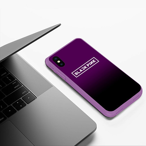 Чехол iPhone XS Max матовый Black Pink: Violet Gradient / 3D-Фиолетовый – фото 3