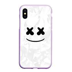 Чехол iPhone XS Max матовый Marshmello: White Face, цвет: 3D-сиреневый