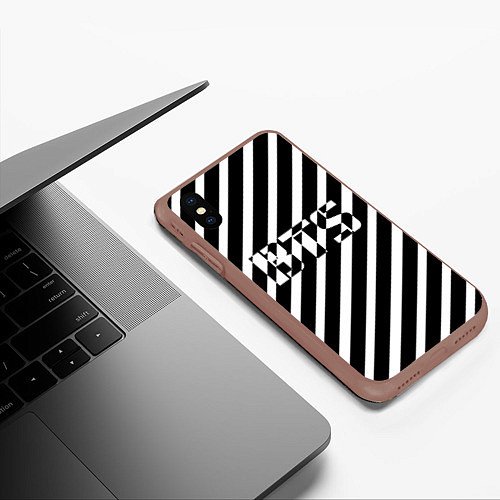 Чехол iPhone XS Max матовый BTS: B&W Stripes / 3D-Коричневый – фото 3