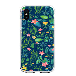 Чехол iPhone XS Max матовый Тропический лес, цвет: 3D-белый