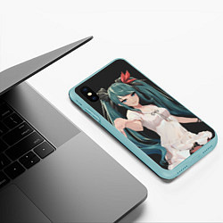 Чехол iPhone XS Max матовый Hatsune Miku, цвет: 3D-мятный — фото 2